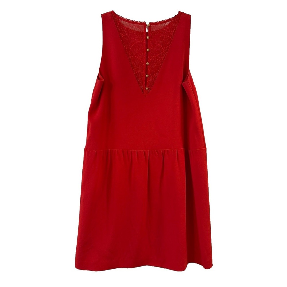 Sézane Red Lace Back Dress Quiet Luxury French Chic Coquette Elegant 36 Sm - Picture 3 of 16